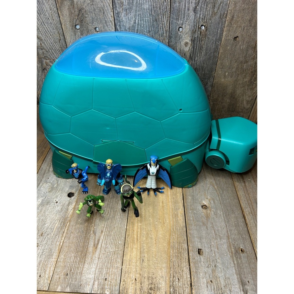 Wild Kratts Tortuga Playset Teal Turtle Mobile HQ with 5 Action Figures Lot